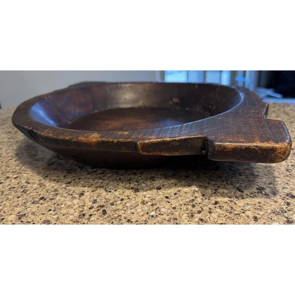 Primitive Parat Chapati Wooden Dough Kneading Bowl Hand Carved Rustic